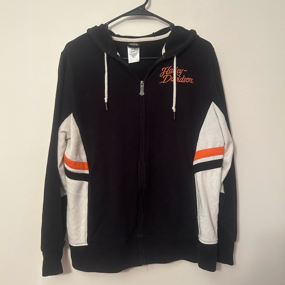 black harley davidson zip up hoodie large